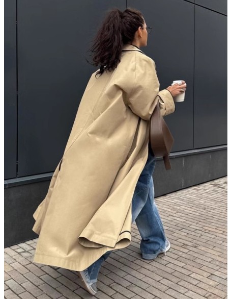 Women's Mid-Length Trench Coat, Knee-Length, Single-Breasted, British Style