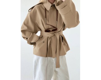 New Style Lapel-Collar Brushed Fleece Long-Sleeve Cardigan Trench Coat